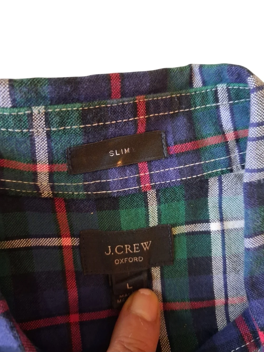 J. Crew Green and Navy Plaid Button-Down Shirt